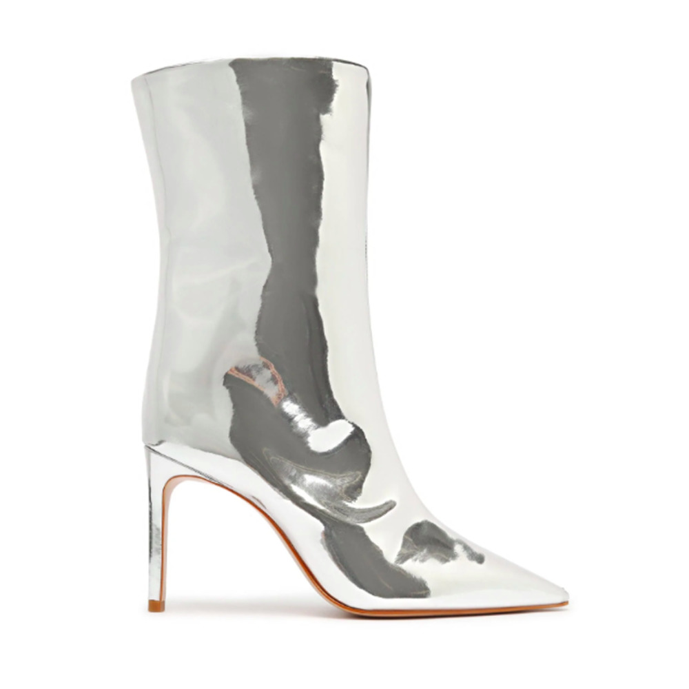SCHUTZ Silver Mary Specchio Leather Bootie